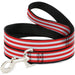 Dog Leash - Triple Stripe White/Red Dog Leashes Buckle-Down   