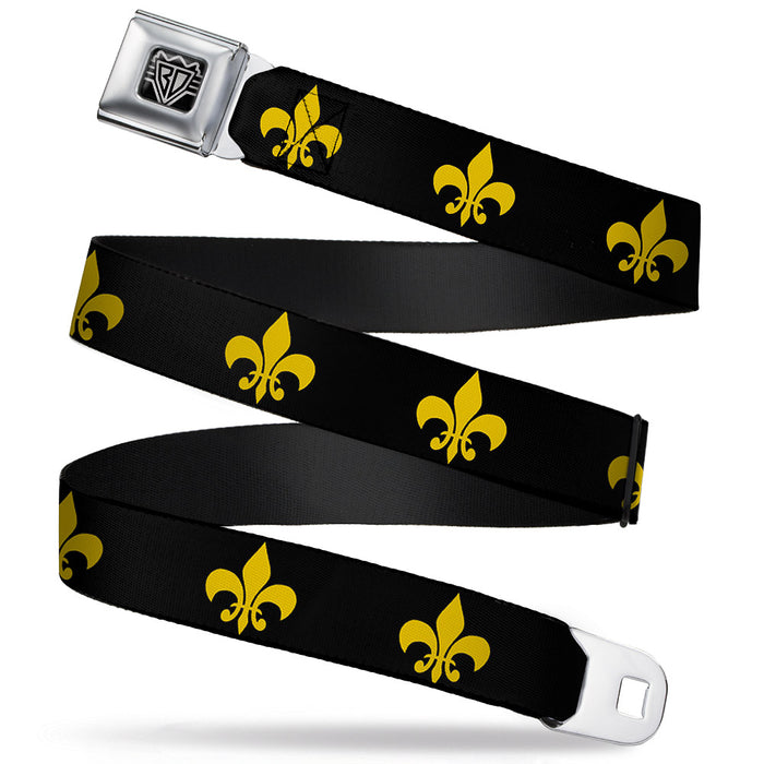 BD Wings Logo CLOSE-UP Full Color Black Silver Seatbelt Belt - Fleur-de-Lis Black/Yellow Webbing Seatbelt Belts Buckle-Down   