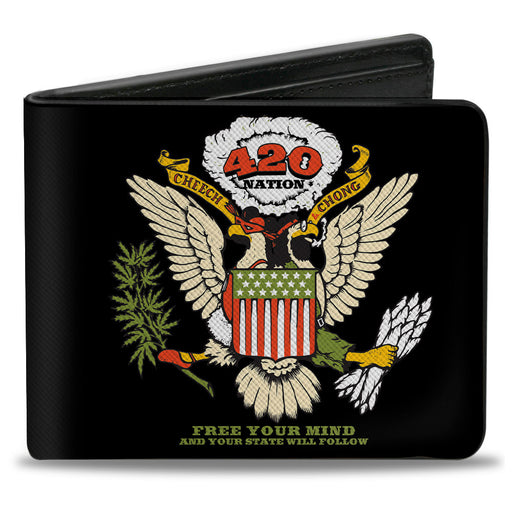 Bi-Fold Wallet - Cheech and Chong 420 Nation Coat of Arms Black Bi-Fold Wallets Cheech & Chong   