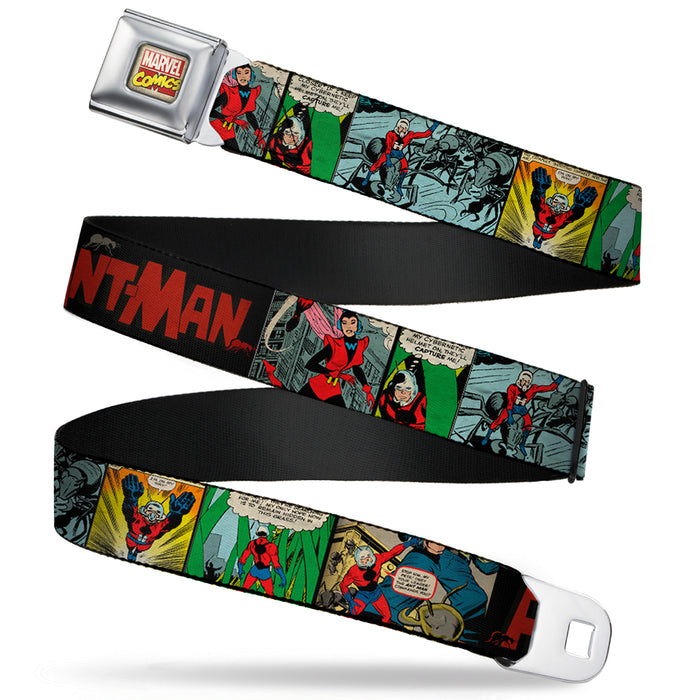 MARVEL COMICS Marvel Comics Logo Full Color Seatbelt Belt - Classic ANT-MAN 6-Comic Scene Blocks Black/Red/Grays Webbing Seatbelt Belts Marvel Comics   