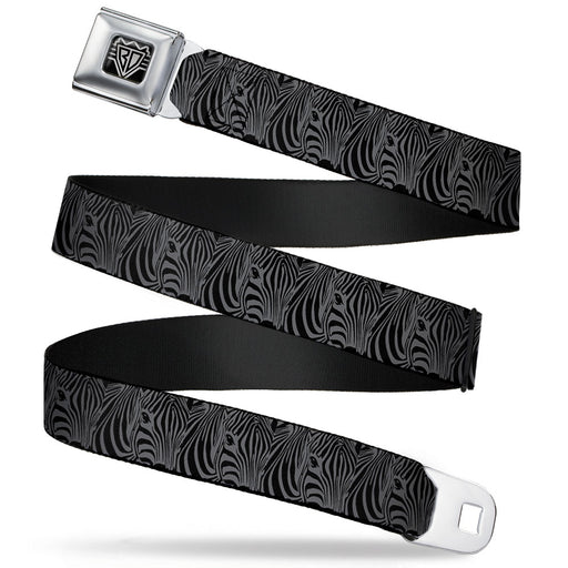 BD Wings Logo CLOSE-UP Full Color Black Silver Seatbelt Belt - Zebra Head Black/Gray Webbing Seatbelt Belts Buckle-Down   