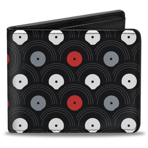 Bi-Fold Wallet - Vinyl Records Stacked Black Gray Red White Bi-Fold Wallets Buckle-Down   