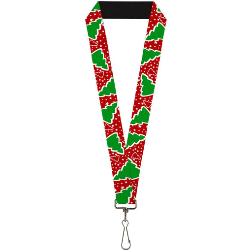 Lanyard - 1.0" - Christmas Trees Stars Red White Green Lanyards Buckle-Down   