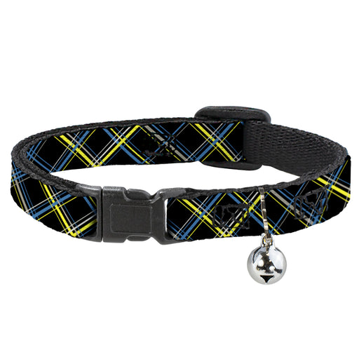 Cat Collar Breakaway - Plaid Black Yellow Turquoise Gray Breakaway Cat Collars Buckle-Down   