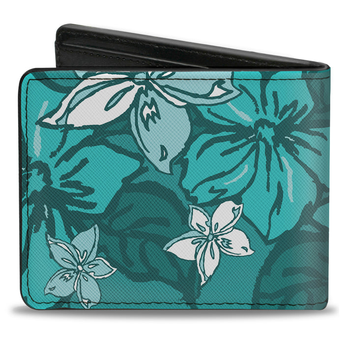 Bi-Fold Wallet - Hibiscus Collage Turquoise Shades Bi-Fold Wallets Buckle-Down   