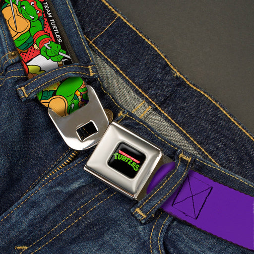 Classic TMNT Logo Full Color Seatbelt Belt - Classic Teenage Mutant Ninja Turtles Action Poses/TEAM TURTLES Webbing Seatbelt Belts Nickelodeon   