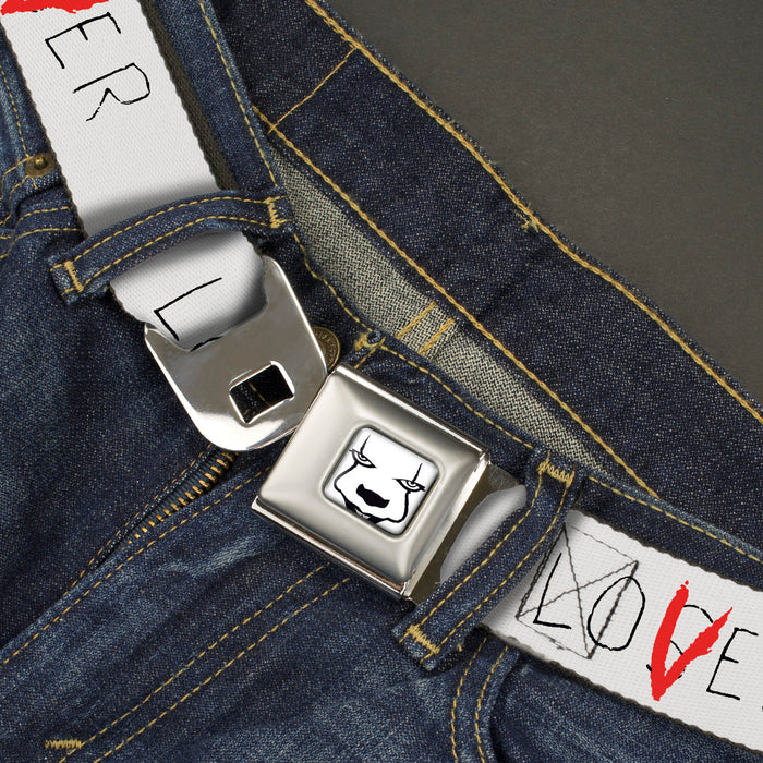 It Chapter Two LOSER/LOVER Full Color White/Black/Red Seatbelt Belt - It Chapter Two LOSER/LOVER White/Black/Red Webbing Seatbelt Belts Warner Bros. Horror Movies   