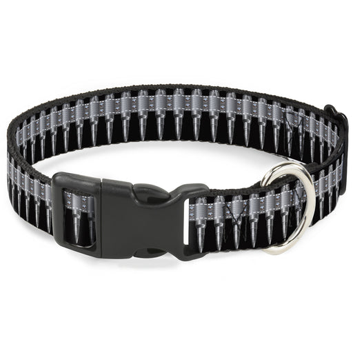 Plastic Clip Collar - Printed Bullets Pattern Black/Gray Plastic Clip Collars Buckle-Down   