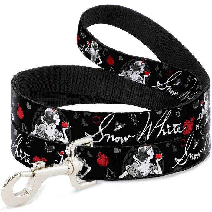 Dog Leash - SNOW WHITE Apple Poses/Butterflies Black/Gray/Red Dog Leashes Disney   