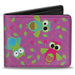 Bi-Fold Wallet - Flying Owls w Leaves Purple Multi Color Bi-Fold Wallets Buckle-Down   
