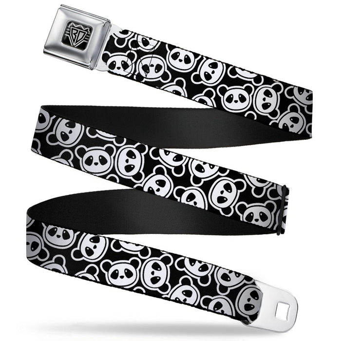 BD Wings Logo CLOSE-UP Full Color Black Silver Seatbelt Belt - Scattered Panda Bear Cartoon2 Black/White Webbing Seatbelt Belts Buckle-Down   