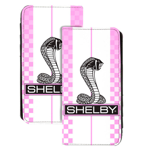 Canvas Snap Wallet - SHELBY Tiffany Box Checker Stripe White Pinks Black Canvas Snap Wallets Carroll Shelby   