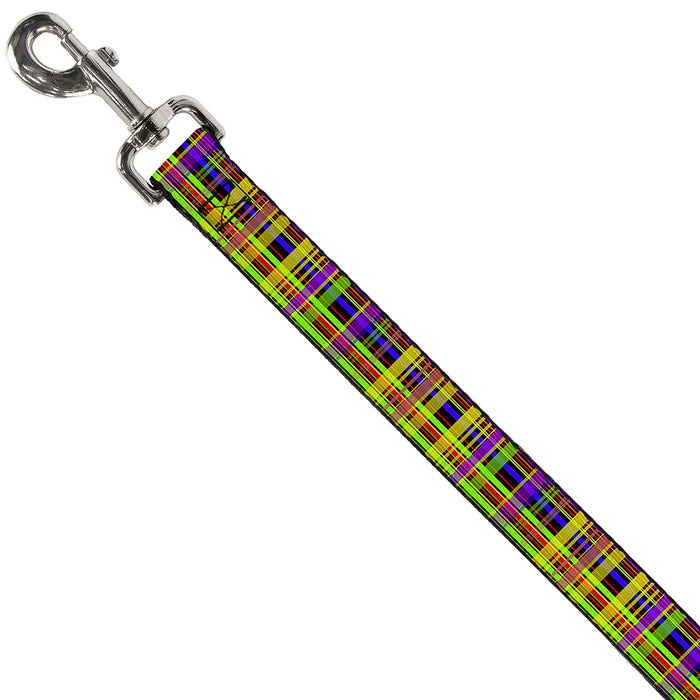 Dog Leash - Plaid Black/Multi Neon Dog Leashes Buckle-Down   