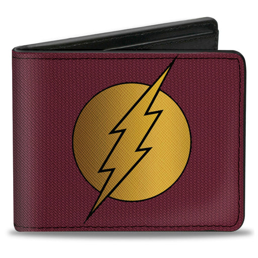 Bi-Fold Wallet - Flash Logo12 Mesh Lattice Burgundy Black Gold Bi-Fold Wallets DC Comics   