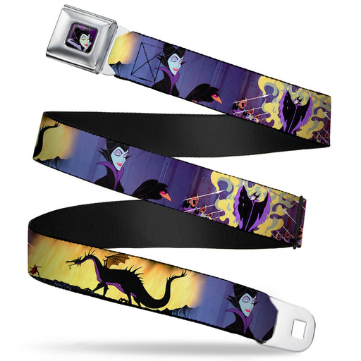 Maleficent Face Full Color Purple Fade Seatbelt Belt - Maleficent Poses Webbing Seatbelt Belts Disney   