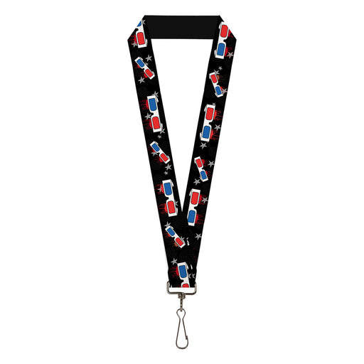 Lanyard - 1.0" - 3-D Glasses Dripping w Stars Lanyards Buckle-Down   