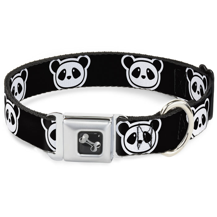 Dog Bone Seatbelt Buckle Collar - Panda Bear Cartoon2 Black/White Seatbelt Buckle Collars Buckle-Down   