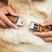 426 HEMI Badge Black/White/Orange Seatbelt Buckle Collar - 426 HEMI Badge/Stripes Weathered Orange/Black/White Seatbelt Buckle Collars Hemi   