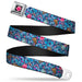 Hibiscus Flower Full Color Black Pinks Seatbelt Belt - Stitch Expressions/Hibiscus Flower/Ukulele Stacked Blues Webbing Seatbelt Belts Disney   