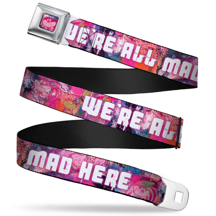 Transparent Cheshire Cat Face Full Color Seatbelt Belt - Transparent Cheshire Cat Poses WE'RE ALL MAD HERE Webbing Seatbelt Belts Disney   