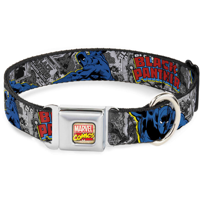 Dog Collar AVA - MARVEL COMICS LOGO FULL COLOR - CLASSIC BLACK PANTHER ACTION POSES/STACKED COMICS Seatbelt Buckle Collars Marvel Comics   