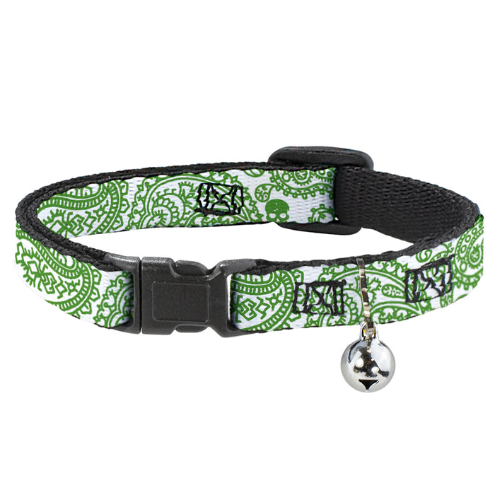 Cat Collar Breakaway - Bandana Skulls White Irish Green Breakaway Cat Collars Buckle-Down   