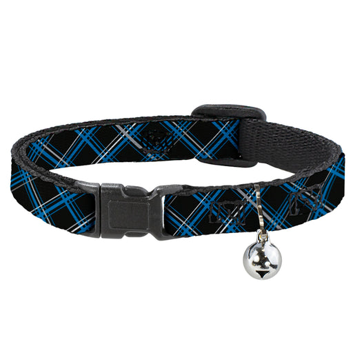 Cat Collar Breakaway - Plaid Black Turquoise Gray Breakaway Cat Collars Buckle-Down   