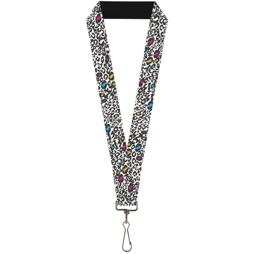 Lanyard - 1.0" - Leopard White Black Multi Color Lanyards Buckle-Down   