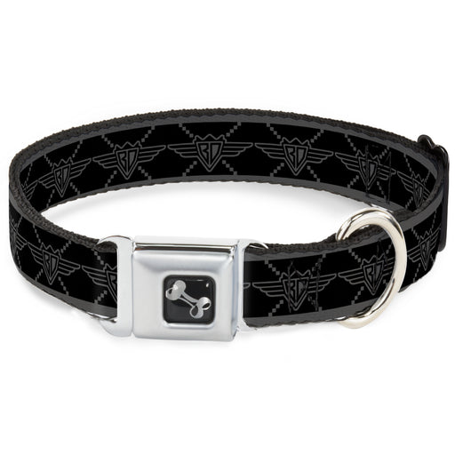 Dog Bone Seatbelt Buckle Collar - BD Monogram2 Black/Gray Seatbelt Buckle Collars Buckle-Down   