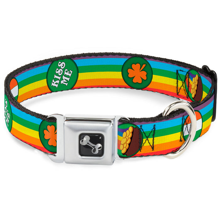 Dog Bone Seatbelt Buckle Collar - St. Pat's Rainbow/Coins Seatbelt Buckle Collars Buckle-Down   
