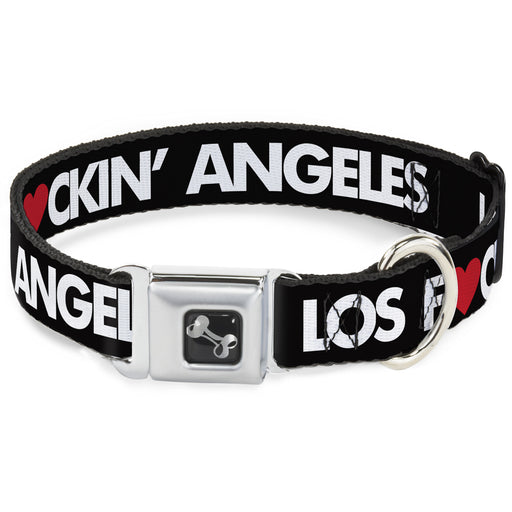 Dog Bone Seatbelt Buckle Collar - LOS F*CKIN' ANGELES Heart Black/White/Red Seatbelt Buckle Collars Buckle-Down   
