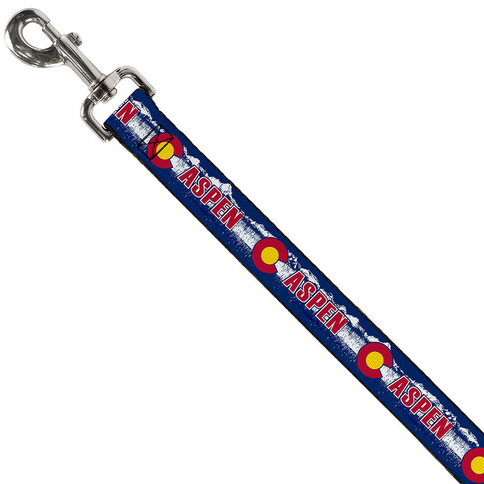 Dog Leash - Colorado ASPEN Flag/Snowy Mountains Weathered Blue/White/Red/Yellows Dog Leashes Buckle-Down   