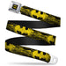 Batman Full Color Black Yellow Seatbelt Belt - Batman Shield CLOSE-UP Sketch Black/Yellow Webbing Seatbelt Belts DC Comics   