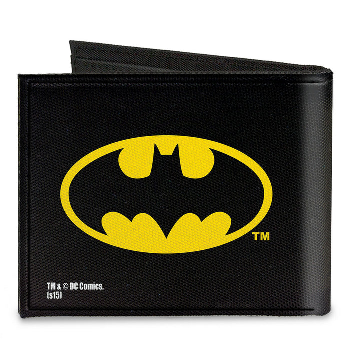 Canvas Bi-Fold Wallet - Batman Black Yellow Canvas Bi-Fold Wallets DC Comics   