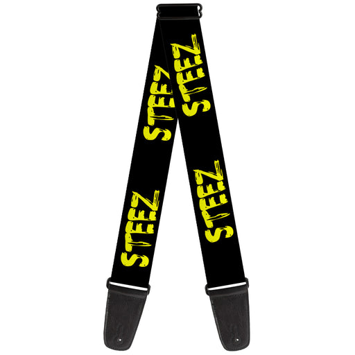 Guitar Strap - STEEZ Brushed Black Yellow Guitar Straps Buckle-Down   