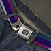 BD Wings Logo CLOSE-UP Full Color Black Silver Seatbelt Belt - Hash Mark Stripe Navy/Turquoise/Fuchsia/White Webbing Seatbelt Belts Buckle-Down   