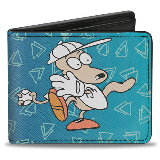 Bi-Fold Wallet - Rocko & Spunky Pose2 + Icon Sketches Logo Turquoise White Bi-Fold Wallets Nickelodeon   