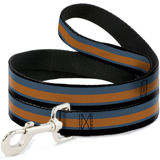 Dog Leash - Stripes Black/Steel Blue/Orange Dog Leashes Buckle-Down   