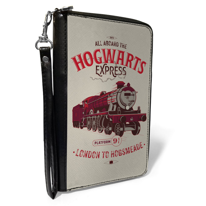 Women's PU Zip Around Wallet Rectangle - Harry Potter ALL ABOARD THE HOGWARTS EXPRESS Train Beige Reds Clutch Zip Around Wallets The Wizarding World of Harry Potter   