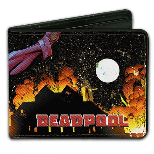 MARVEL DEADPOOL Bi-Fold Wallet - DEADPOOL Building Explosion Pose Bi-Fold Wallets Marvel Comics   