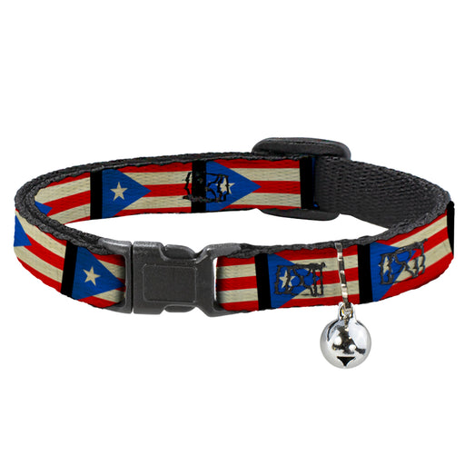 Cat Collar Breakaway - Puerto Rico Flag Weathered Breakaway Cat Collars Buckle-Down   