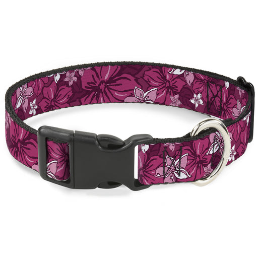 Plastic Clip Collar - Hibiscus Collage Pink Shades Plastic Clip Collars Buckle-Down   