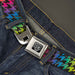 BD Wings Logo CLOSE-UP Full Color Black Silver Seatbelt Belt - Houndstooth Black/Rainbow Webbing Seatbelt Belts Buckle-Down   