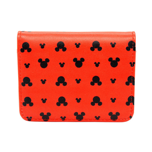 Women's Wallet ID Fold Over - Mickey Mouse Ears Icon Flip Red Black Mini ID Wallets Disney   