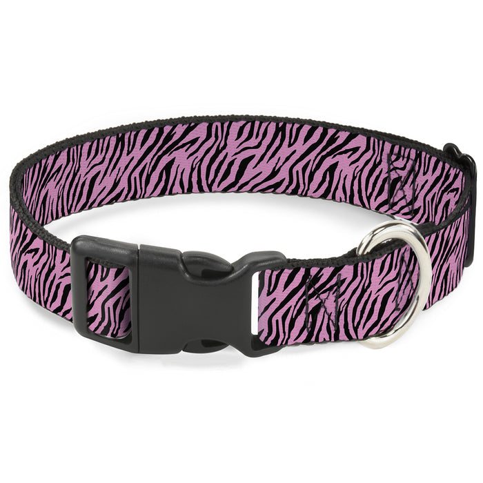 Plastic Clip Collar - Zebra 2 Baby Pink Plastic Clip Collars Buckle-Down   
