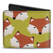 Bi-Fold Wallet - Fox Face Scattered Warm Olive Bi-Fold Wallets Buckle-Down   