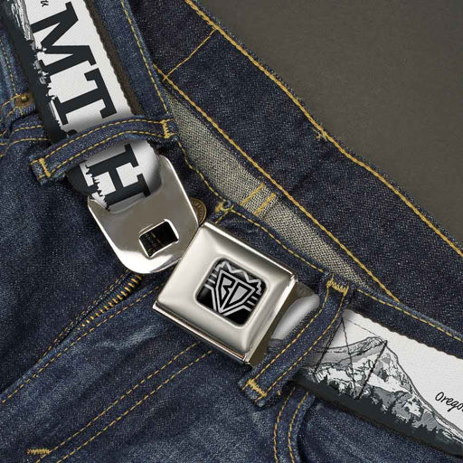 BD Wings Logo CLOSE-UP Full Color Black Silver Seatbelt Belt - Oregon MT. HOOD Scenery White/Grays Webbing Seatbelt Belts Buckle-Down   