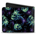 Bi-Fold Wallet - Rick and Morty Glow Skull in Space Scattered Black Blues Greens Bi-Fold Wallets Rick and Morty   