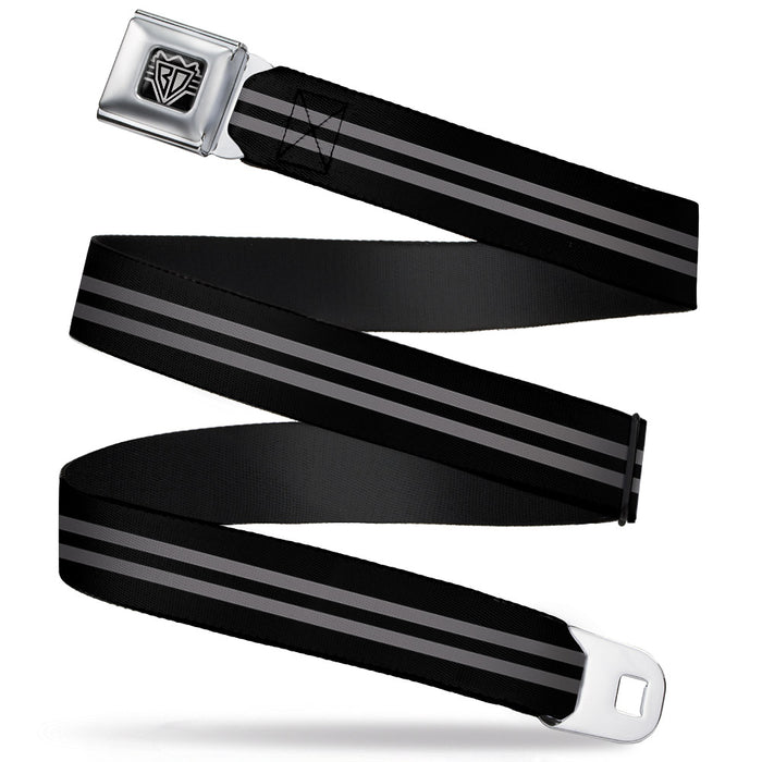 BD Wings Logo CLOSE-UP Full Color Black Silver Seatbelt Belt - Stripe Black/Gray Webbing Seatbelt Belts Buckle-Down   