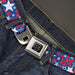 BD Wings Logo CLOSE-UP Full Color Black Silver Seatbelt Belt - Stargazer Blue/White/Red Webbing Seatbelt Belts Buckle-Down   